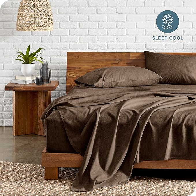 Bare Home California King Sheet Set - 1800 Ultra-Soft Microfiber Cal King Bed Sheets - Double Brushed - Deep Pockets - Easy Fit - 4 Piece Set (California King, Heathered Taupe)