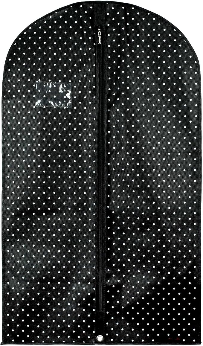 HANGERWORLD 40inch Garment Bag for Suits and Dresses Bags for Closet Storage Breathable Clothes Cover Dust Protector (1 Pack, Black Polka)