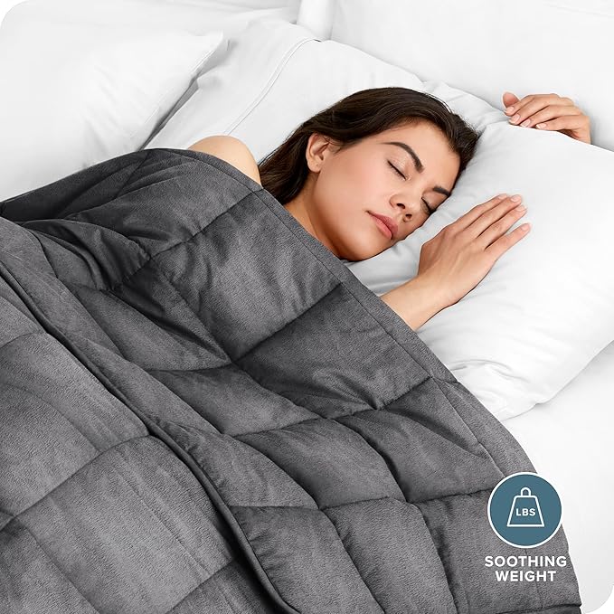 Bare Home Weighted Blanket King Size 30lb (80" x 87") for Adults - Minky Fleece - Premium Heavy Blanket Nontoxic Glass Beads (Grey, 80"x87")