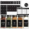 Black Spice Labels for Glass Jars, 148 Spice Jar Labels Stickers Preprinted Waterproof, Rectangle Herb Seasoning Stickers Containers Kitchen Pantry Organization