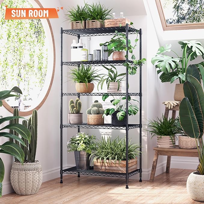 Romorgniz 5-Tier Shelf 1010LBS Storage Shelves Adjustable Wire Shelving,Tool-Free Assembly,Metal Shelving Unit for Kitchen Pantry Closet Laundry Bathroom 59" Hx21.7 Wx13.8 D