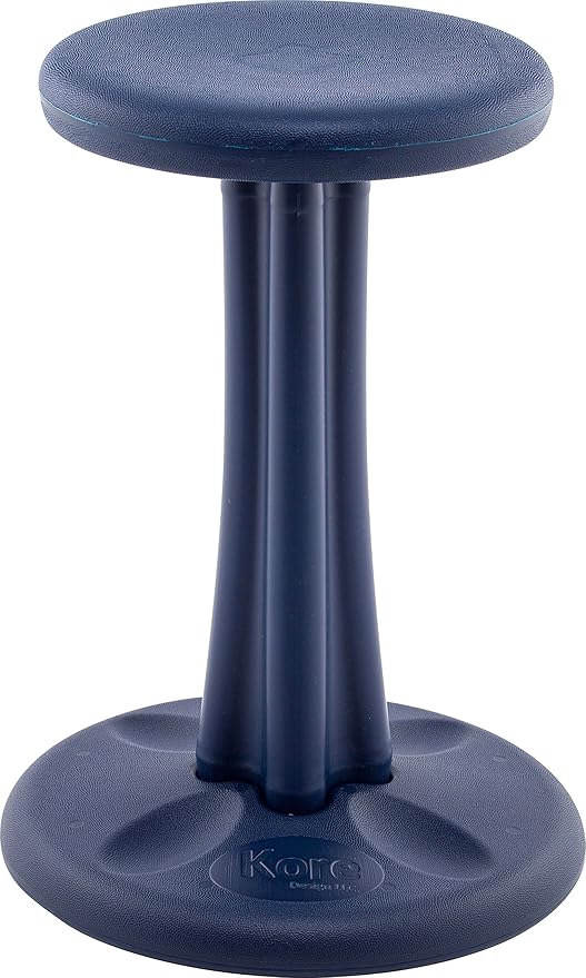 KORE DESIGN Wobble Stool Chair, Girls + Boys Kid Desk Stools, Ergonomic Small Office Chairs, Flexible Seating Active Kids, ADD/ADHD, Classroom, School, Home, Pre-Teen (18.7in), Age 10-11 yr, Dark Blue