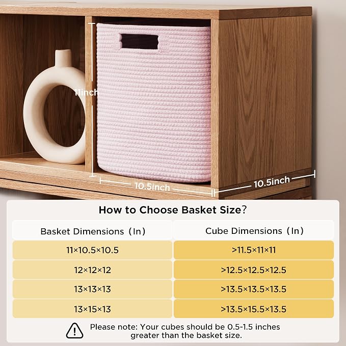 UBBCARE Storage Cubes 11 Inch, Cotton Rope Woven Baskets for Organizing, Cube Storage Bin for Baby Nursery, 4-Pack Square Toy Storage Baskets for Shleves Organizer, Closet, Kidsroom, Pink