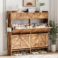 Shoe Cabinet with 4 Flip Drawers & 2 Top Drawers, 43" Tall Freestanding Narrow Wooden Shoe Storage Organizer for Entryway, Hidden Slim Shoe Rack for Front Door Entrance, Hallway, Living Room, Brown