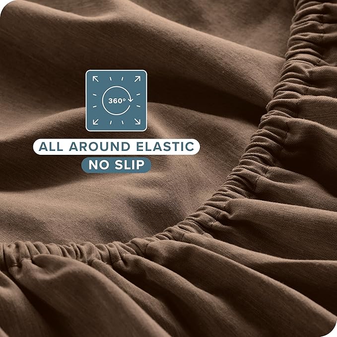 Bare Home Split Head Flex King Sheet Set - 1800 Ultra-Soft Microfiber Sheets - Double Brushed - Deep Pockets - Easy Fit - 4 Piece Set - FlexTop Bed Sheets (Split Head Flex King, Heathered Taupe)