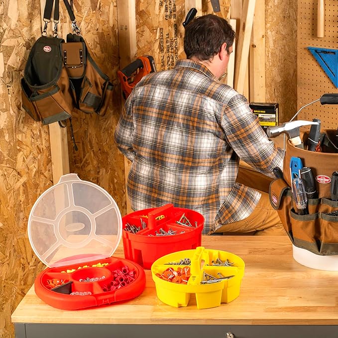 Bucket Boss - Super Stacker Small Parts Organizer, Bucket Organization (15054), Red (Pack of 6)