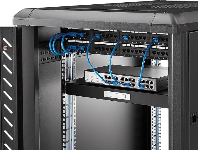 StarTech 1U Sliding Keyboard Rack Shelf, 19in, 55lb, 22in (SLIDESHELFD) | Pull-out drawer tray for any 19in server rack, Inverts to 1U drawer, Ideal for keyboard tools peripherals