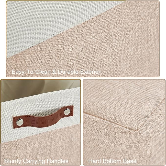 DECOMOMO Storage Bins, Large Fabric Storage Baskets for Shelves, Decorative Linen Closet Organizer, 15 x 11 x 9.5 inches (Mixed Neutral, 3 Pack)