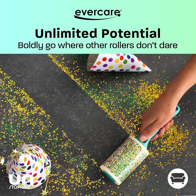 Evercare with Unstopables Fresh Scent All-Purpose Lint Roller, 4-Pack, 80 Layers Per Roller, Total 320 Sticky Sheets, Pet Hair & Lint Remover