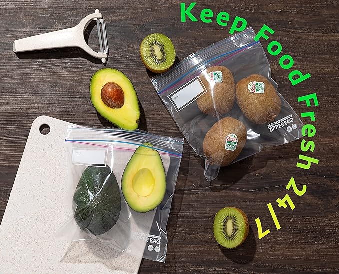 2 Pack 50 Count 2 Gallon Double Zipper Food Storage Bags, 2.5 Mils, BPA-Free, Clear Jumbo Size- 100 Bags Total