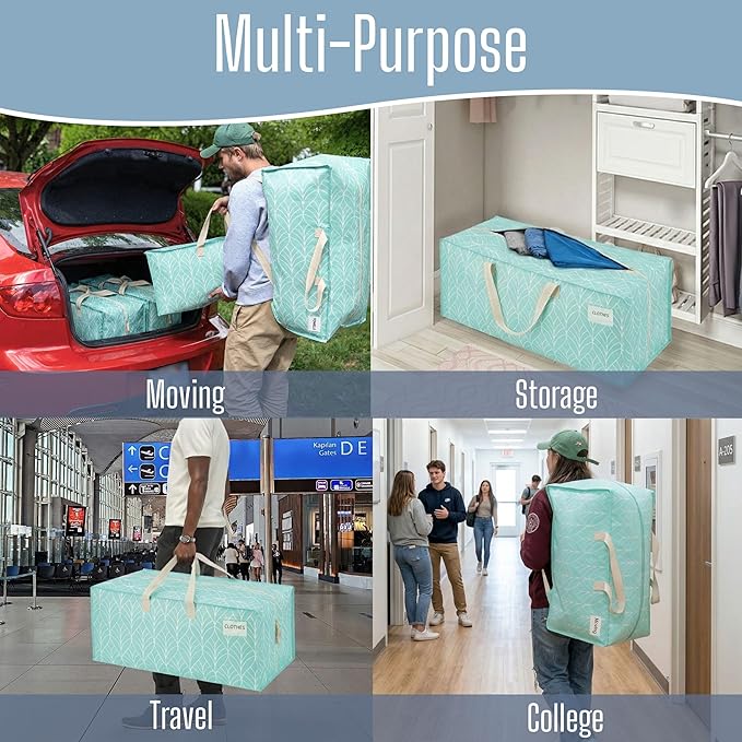 VENO 4 Pack Heavy Duty Moving Bags with Backpack Straps, Zippers & Handles, Extra Large Packing Bags for College Dorm Essentials, Moving Supplies Alternative to Cardboard Moving Boxes