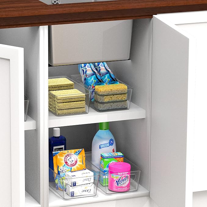 Simple Houseware Clear Fridge Organizer Bin Storage (12"x6"x3.4") | for Cabinet / Pantry / Refrigerator / Freezer / Kitchen