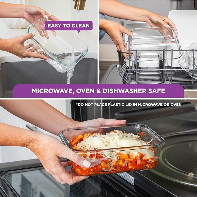 HOLDN’ STORAGE Vacuum Food Storage Containers, Set of 4 Compartment Containers & Electronic Pump - Keep Food Fresh Longer, BPA-Free Glass, Leak-Proof, Ideal for Meal Prep, Marinating