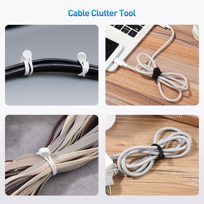 Cable Matters 20-Pack Ultra Strong Silicone Magnetic Cable Ties | Black and White, Magnetic Cord Ties, ZipTies, Cord Organizer
