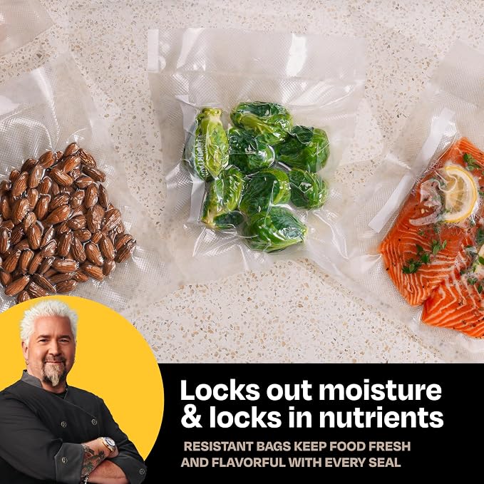 Guy Fieri's Flavortown 8" x 10" Vacuum Seal Quart Bags, 44-Count | BPA-Free, Freezer Safe, Locks in Flavor & Freshness, for Meal Prep & Preservation
