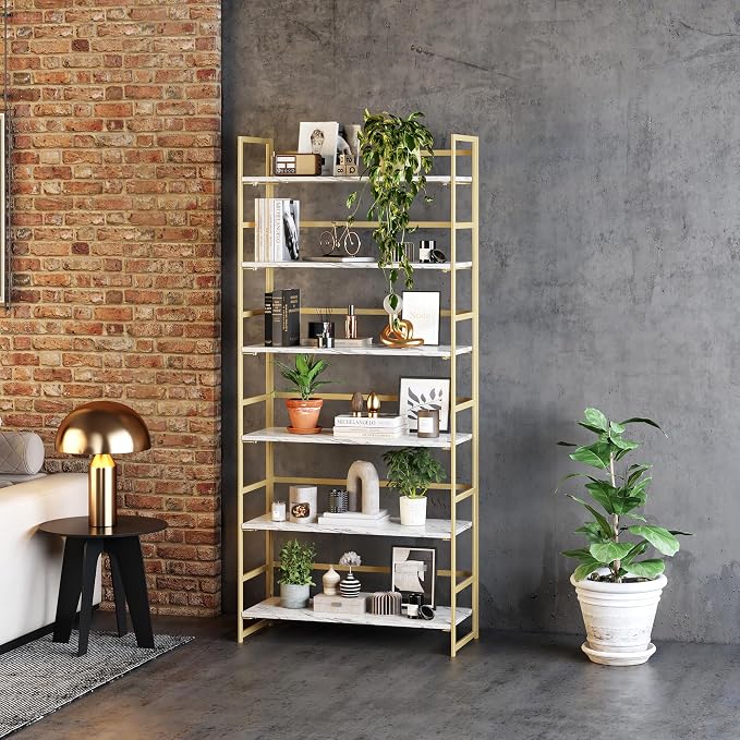 BHG Vintage Multifunctional Folding Bookshelf, No-Assembly Plant Stand Storage Rack Shelves for Home Office