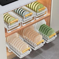 Pull-Out Double/Single Tier Dish Rack for Cupboard, Slide Out Dish Drying Rack for Kitchen Cabinets, Pull Out Drawer for Kitchen Under Sink Organizer (Single Tier Plate Rack)