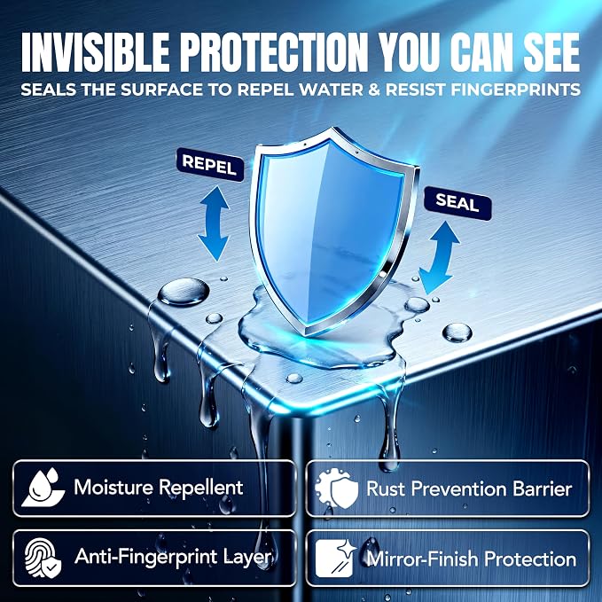 Sheila Shine 1 Quart Stainless Steel Cleaner and Polish w/Microfiber Cloth - Cleans, Polishes & Protects Kitchen Appliances, Refrigerators, Sinks, Ovens & Grills - Streak Free Stainless Sink Cleaner