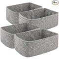 OIASKET 4 Pack Small Storage Shelf Baskets for Organizing, Mini Woven Rope Storage Bins for Towels, Cute Decorative Closet Organizer，Baby Nursery, Gift Empty Baskets -11.81''Lx7.87''Wx4.72''H-Grey