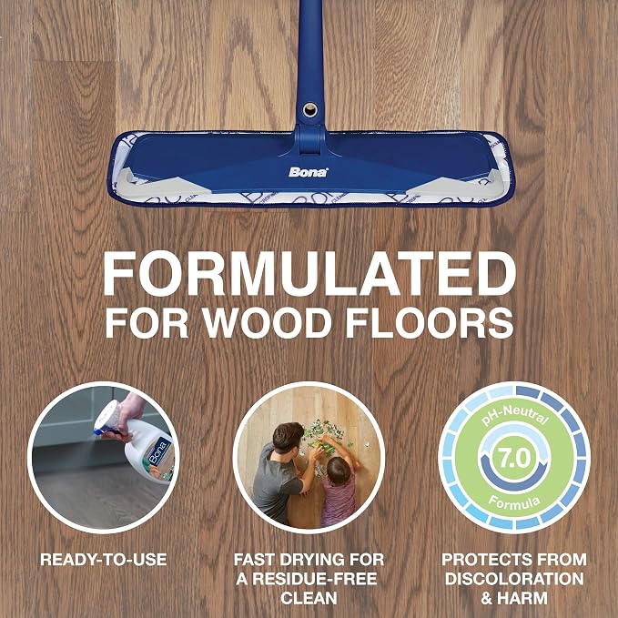 Bona Hardwood Floor Cleaner Spray - 32 fl oz - Lavender Thyme Scent - Refillable - Residue-Free Floor Cleaning Solution for Wood Floors