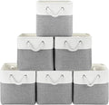 Patvingot 11 Inch Cube Storage Bins, 6 Pack Fabric Storage Cubes with Rope Handles, Organizer Baskets for Closet Shelves, Clothes and Home Organization(White/Gray)