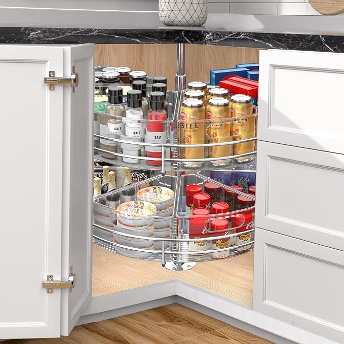 JOWBOOW Lazy Susan Organizer Bins for 26"-27" Diameter Corner Cabinet Lazy Susan, 6 Pack, Clear Plastic Cabinet and Pantry Storage Bin, 1/8 Wedge-Food Safe, BPA Free