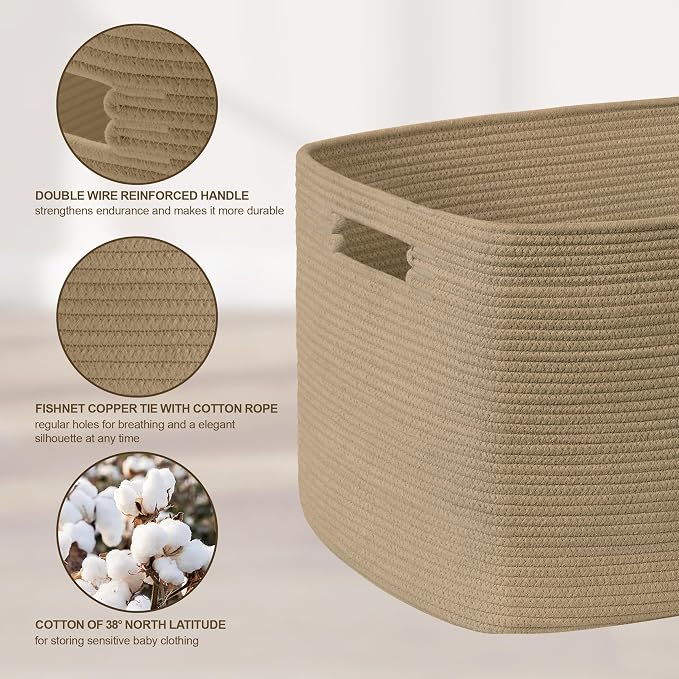 72L Large Woven Laundry Basket Hamper with Handles, Jute | 22"x17"x12", collapsible wicker hamper, storage for dirty clothes, toys, blankets, gifts, living room, bedroom, bathroom