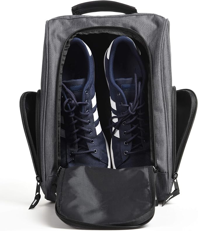 Athletico Golf Shoe Bag - Zippered Shoe Carrier Bags With Ventilation & Outside Pocket for Socks, Tees, etc. (Gray)