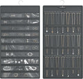 Hanging Jewelry Organizer, Double-Sided Necklaces Holder, Dark Gray | 42 clear pockets organize rings & earrings; 36 wire necklace hooks reduce tangles; top hook hangs in closets, walls or doors.