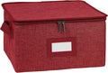 Covermates Keepsakes Zip-Top Storage Box Set, 3 Pack Heavy Duty Polyester Organizer Bins, Stackable Design, ID Window, Reinforced Handles, Closet Home Storage, Red Heather