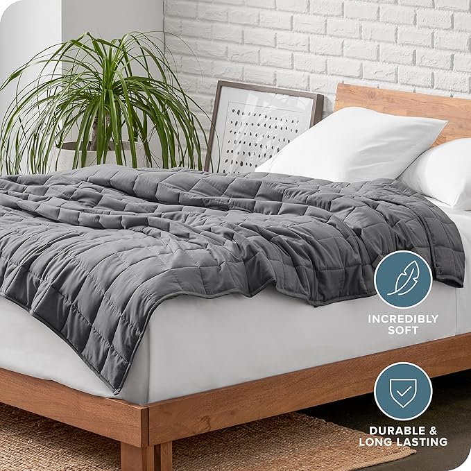 Bare Home Weighted Blanket King Size 30lb (80" x 87") for Adults - All-Natural 100% Cotton - Premium Heavy Blanket Nontoxic Glass Beads (Grey, 80"x87")