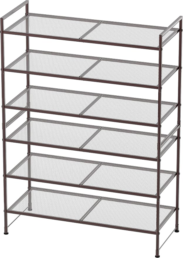 Simple Houseware 3-Tier Stackable Mesh Shoe Rack, Bronze