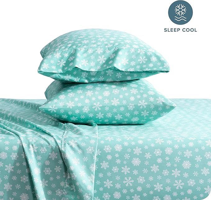 Bare Home Full - Christmas Sheet Set - Luxury 1800 Ultra - Double Brushed Soft Microfiber - Deep Pockets - Easy Fit - 4 Piece Set - Holiday Bed Sheets (Full, Snowdrift)