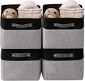 DECOMOMO Storage Bins, Large Fabric Storage Baskets for Shelves, Decorative Linen Closet Organizer, 15 x 11 x 9.5 inches (Grey & Black, 4 Pack)