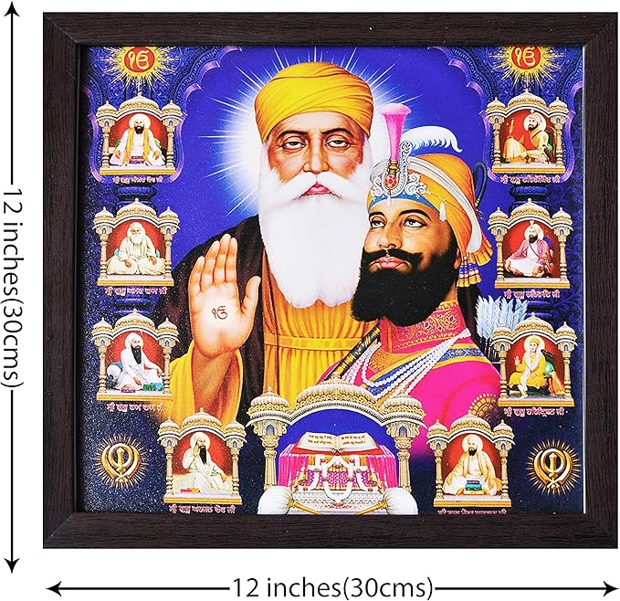 Lord Sikh Guru poster print with frame for Home Decor and Gifting Purpose (229-37)