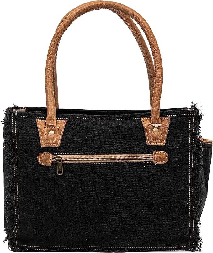 Shy Shy Bags Sel De Mer Canvas & Cowhide Tote Bag - Upcycled Radiant Leather Hand Bag