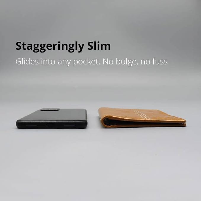 Minifold Men's Slim Leather Wallet with RFID Blocking Contactless Handmade, Minimalist and Slim, in Gift Box for Men