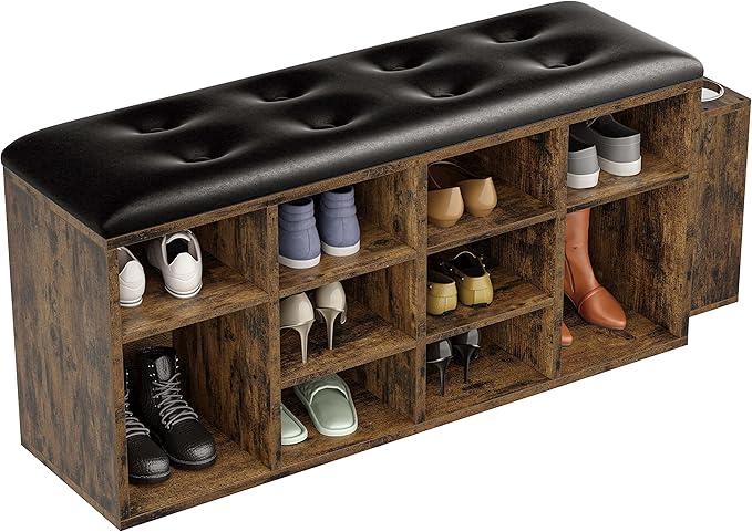 IRONCK Shoe Storage Bench with Open Shelves for Entryway and Hallway | Small space friendly