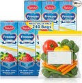 Teivio Gallon Freezer Bags 240 Count (6 Pack of 40), Double Zipper Seal, BPA-Free Plastic Food Storage Bags, Write-On Space, for Home, Kitchen, Travel, Camping, Snacks, Sandwich bags