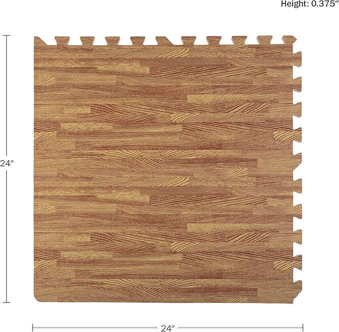 Foam Floor Tiles - 96sqft Wood Grain Interlocking Foam Tiles with Border - Foam Play Mat Playroom or Gym Flooring for Home Gym by Stalwart (Light)