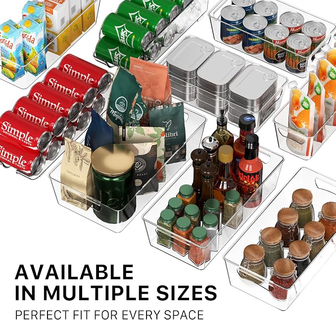 Simple Houseware 4 Pcs Kitchen Clear Bin Storage Organizer (15"x8"x3.75")