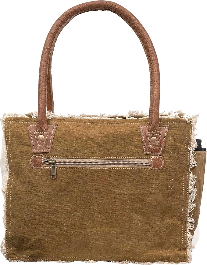 Shy Shy Bags Sel De Mer Canvas & Cowhide Tote Bag - Upcycled Radiant Leather Hand Bag