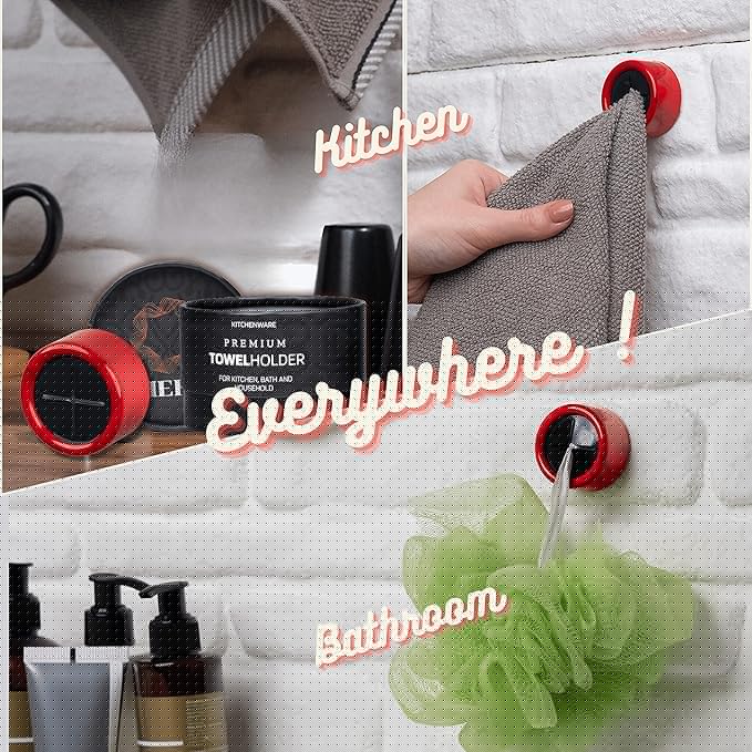 HEFA Towel Hooks, Towel Holder, Dish Towel Holder, Kitchen Organization, Kitchen Towel Hook, Kitchen Towel Holder, Hand Towel Holder, Kitchen Gadgets 8 Pack Eco, Fire Red