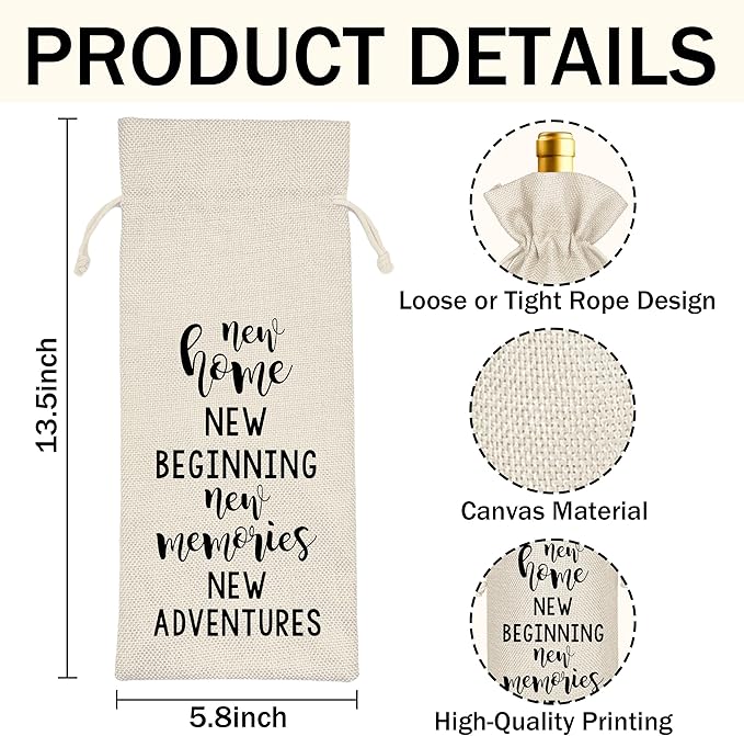 Housewarming Wine Bag - First New Home Gifts, Pairs Well with a New Home, Housewarming Party Decorations House Warming Gift for Women Men Couple Reusable Wine Wrap Bag, Realtor Client Gift (A28)