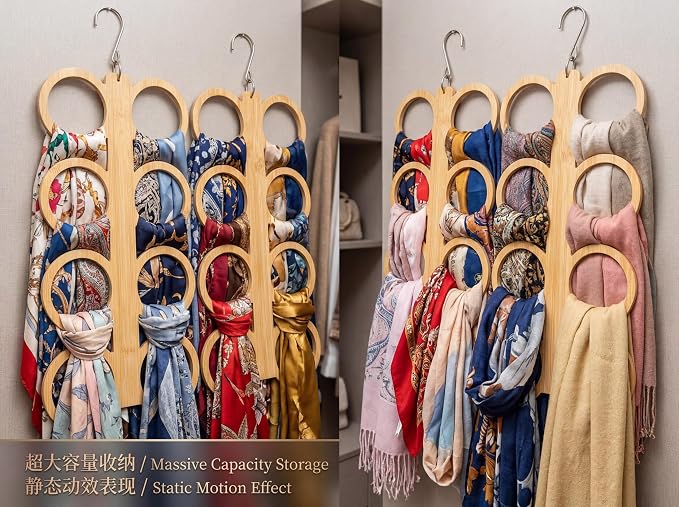 Scarf Hanger Holder Organizer Tank Top Hanger 8 Hook Space Saving Closet Accessory for Closet, Dorm & Home,Scarfs,Ties (1, Full Round Closed Hanger)