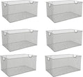 YBM HOME Kitchen Pantry Organizer Wire Baskets for Shelves, Cabinets, Pantry, Countertop, Mesh Open Storage Bin Metal Basket for Organizing Food Supplies, 6 Pack, 14.5x9.25x7