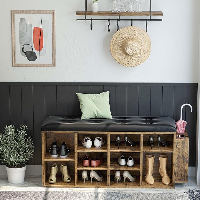IRONCK Shoe Storage Bench with Open Shelves for Entryway and Hallway | Small space friendly