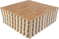 Foam Floor Tiles - 96sqft Wood Grain Interlocking Foam Tiles with Border - Foam Play Mat Playroom or Gym Flooring for Home Gym by Stalwart (Light)