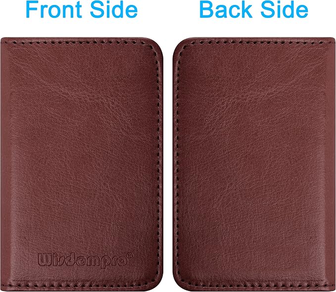 Wisdompro Business Card Holder, 2-Sided Folio Name Card Case | PU Leather Credit Card Holder Wallet with Magnetic Shut, Ultra Slim and Thin, for Business Cards & ID Cards, Men and Women