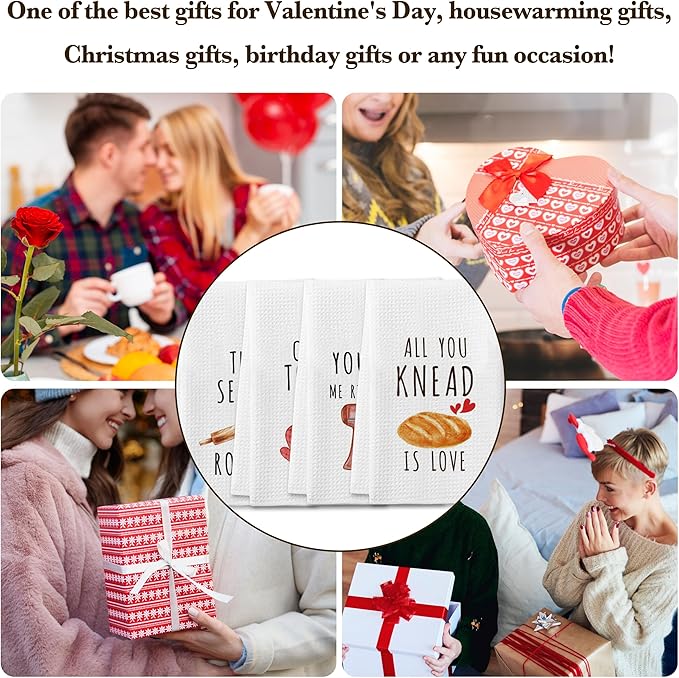DETIHO Cute Kitchen Towels, Funny Dish Towels Tea Towels for Kitchen Baking, Baking Gifts for Women Mom, Drying Decor Accessories (A03)